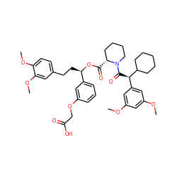 COc1cc(OC)cc([C@@H](C(=O)N2CCCC[C@H]2C(=O)O[C@H](CCc2ccc(OC)c(OC)c2)c2cccc(OCC(=O)O)c2)C2CCCCC2)c1 ZINC000473116247