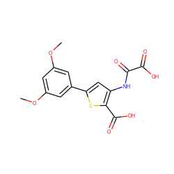 COc1cc(OC)cc(-c2cc(NC(=O)C(=O)O)c(C(=O)O)s2)c1 ZINC000013491466