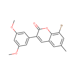 COc1cc(OC)cc(-c2cc3cc(C)cc(Br)c3oc2=O)c1 ZINC000058582571