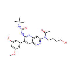 COc1cc(OC)cc(-c2cc3cnc(N(CCCCO)C(C)=O)cc3nc2NC(=O)NC(C)(C)C)c1 ZINC000013647869