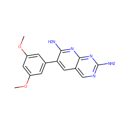 COc1cc(OC)cc(-c2cc3cnc(N)nc3nc2N)c1 ZINC000013834860