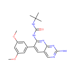 COc1cc(OC)cc(-c2cc3cnc(N)nc3nc2NC(=O)NC(C)(C)C)c1 ZINC000001546258