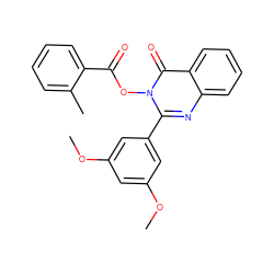 COc1cc(OC)cc(-c2nc3ccccc3c(=O)n2OC(=O)c2ccccc2C)c1 ZINC000005199660