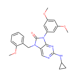 COc1cc(OC)cc(-n2c(=O)n(Cc3ccccc3OC)c3cnc(NC4CC4)nc32)c1 ZINC000034983632