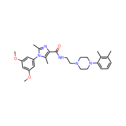 COc1cc(OC)cc(-n2c(C)nc(C(=O)NCCN3CCN(c4cccc(C)c4C)CC3)c2C)c1 ZINC000115178273