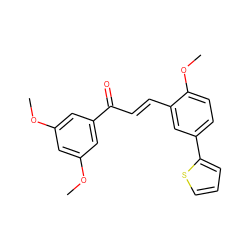 COc1cc(OC)cc(C(=O)/C=C/c2cc(-c3cccs3)ccc2OC)c1 ZINC000029312376