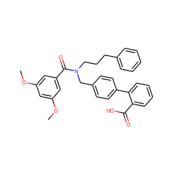 COc1cc(OC)cc(C(=O)N(CCCc2ccccc2)Cc2ccc(-c3ccccc3C(=O)O)cc2)c1 ZINC000114429916