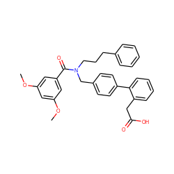 COc1cc(OC)cc(C(=O)N(CCCc2ccccc2)Cc2ccc(-c3ccccc3CC(=O)O)cc2)c1 ZINC000114430778