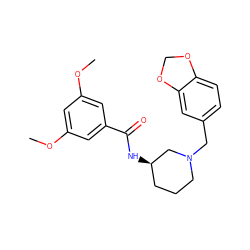 COc1cc(OC)cc(C(=O)N[C@@H]2CCCN(Cc3ccc4c(c3)OCO4)C2)c1 ZINC000028461263