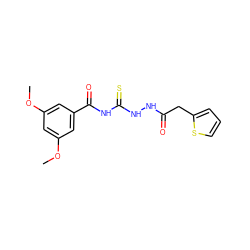 COc1cc(OC)cc(C(=O)NC(=S)NNC(=O)Cc2cccs2)c1 ZINC000002194954