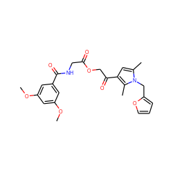 COc1cc(OC)cc(C(=O)NCC(=O)OCC(=O)c2cc(C)n(Cc3ccco3)c2C)c1 ZINC000003352918