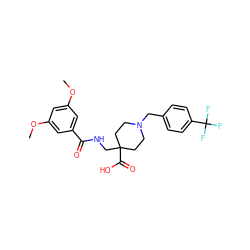 COc1cc(OC)cc(C(=O)NCC2(C(=O)O)CCN(Cc3ccc(C(F)(F)F)cc3)CC2)c1 ZINC000072106223