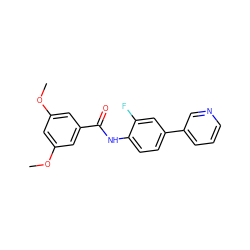 COc1cc(OC)cc(C(=O)Nc2ccc(-c3cccnc3)cc2F)c1 ZINC000299833031