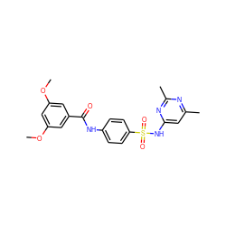 COc1cc(OC)cc(C(=O)Nc2ccc(S(=O)(=O)Nc3cc(C)nc(C)n3)cc2)c1 ZINC000000951816