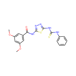 COc1cc(OC)cc(C(=O)Nc2nnc(NC(=S)Nc3ccccc3)s2)c1 ZINC000008687947