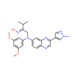 COc1cc(OC)cc(N(C/C(=N/O)C(C)C)c2ccc3ncc(-c4cnn(C)c4)nc3c2)c1 ZINC000222883409