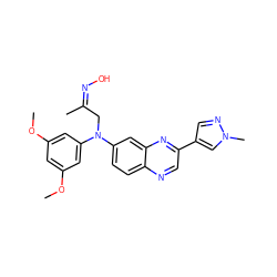 COc1cc(OC)cc(N(C/C(C)=N\O)c2ccc3ncc(-c4cnn(C)c4)nc3c2)c1 ZINC000222887449