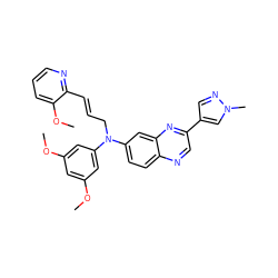 COc1cc(OC)cc(N(C/C=C/c2ncccc2OC)c2ccc3ncc(-c4cnn(C)c4)nc3c2)c1 ZINC000204153246