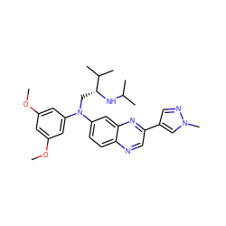 COc1cc(OC)cc(N(C[C@@H](NC(C)C)C(C)C)c2ccc3ncc(-c4cnn(C)c4)nc3c2)c1 ZINC000204145422