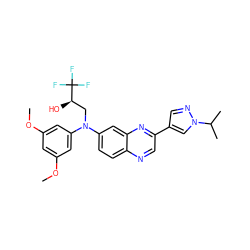 COc1cc(OC)cc(N(C[C@@H](O)C(F)(F)F)c2ccc3ncc(-c4cnn(C(C)C)c4)nc3c2)c1 ZINC000219368848