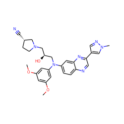 COc1cc(OC)cc(N(C[C@@H](O)CN2CC[C@H](C#N)C2)c2ccc3ncc(-c4cnn(C)c4)nc3c2)c1 ZINC000219372875