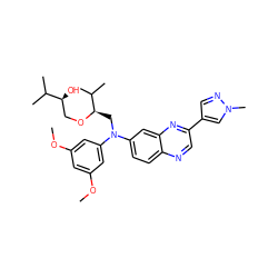 COc1cc(OC)cc(N(C[C@@H](OC[C@H](O)C(C)C)C(C)C)c2ccc3ncc(-c4cnn(C)c4)nc3c2)c1 ZINC000204147275