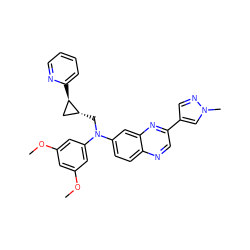 COc1cc(OC)cc(N(C[C@@H]2C[C@H]2c2ccccn2)c2ccc3ncc(-c4cnn(C)c4)nc3c2)c1 ZINC000219380376