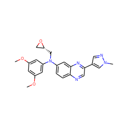 COc1cc(OC)cc(N(C[C@@H]2CO2)c2ccc3ncc(-c4cnn(C)c4)nc3c2)c1 ZINC000222881519