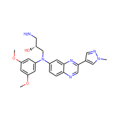 COc1cc(OC)cc(N(C[C@H](O)CN)c2ccc3ncc(-c4cnn(C)c4)nc3c2)c1 ZINC000204159891