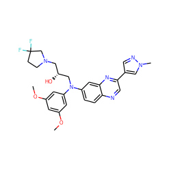 COc1cc(OC)cc(N(C[C@H](O)CN2CCC(F)(F)C2)c2ccc3ncc(-c4cnn(C)c4)nc3c2)c1 ZINC000204148995