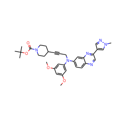 COc1cc(OC)cc(N(CC#CC2CCN(C(=O)OC(C)(C)C)CC2)c2ccc3ncc(-c4cnn(C)c4)nc3c2)c1 ZINC000204151761