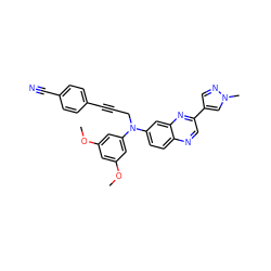 COc1cc(OC)cc(N(CC#Cc2ccc(C#N)cc2)c2ccc3ncc(-c4cnn(C)c4)nc3c2)c1 ZINC000219365625