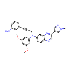 COc1cc(OC)cc(N(CC#Cc2cccc(N)c2)c2ccc3ncc(-c4cnn(C)c4)nc3c2)c1 ZINC000204162308