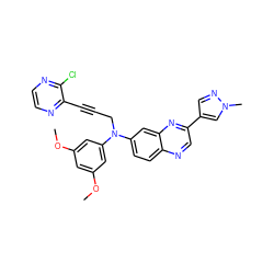 COc1cc(OC)cc(N(CC#Cc2nccnc2Cl)c2ccc3ncc(-c4cnn(C)c4)nc3c2)c1 ZINC000219359556