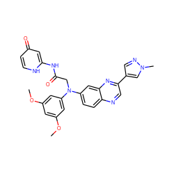 COc1cc(OC)cc(N(CC(=O)Nc2cc(=O)cc[nH]2)c2ccc3ncc(-c4cnn(C)c4)nc3c2)c1 ZINC000219383138