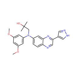 COc1cc(OC)cc(N(CC(C)(C)O)c2ccc3ncc(-c4cn[nH]c4)nc3c2)c1 ZINC000204149868