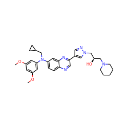 COc1cc(OC)cc(N(CC2CC2)c2ccc3ncc(-c4cnn(C[C@H](O)CN5CCCCC5)c4)nc3c2)c1 ZINC000204170078