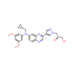 COc1cc(OC)cc(N(CC2CC2)c2ccc3ncc(-c4cnn(C[C@H](O)CO)c4)nc3c2)c1 ZINC000204172179
