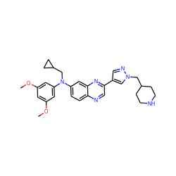COc1cc(OC)cc(N(CC2CC2)c2ccc3ncc(-c4cnn(CC5CCNCC5)c4)nc3c2)c1 ZINC000204146696