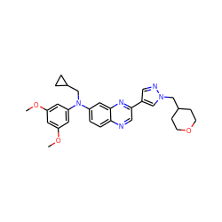 COc1cc(OC)cc(N(CC2CC2)c2ccc3ncc(-c4cnn(CC5CCOCC5)c4)nc3c2)c1 ZINC000204168211