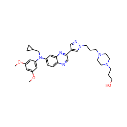 COc1cc(OC)cc(N(CC2CC2)c2ccc3ncc(-c4cnn(CCCN5CCN(CCCO)CC5)c4)nc3c2)c1 ZINC000139404270