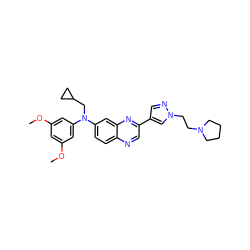 COc1cc(OC)cc(N(CC2CC2)c2ccc3ncc(-c4cnn(CCN5CCCC5)c4)nc3c2)c1 ZINC000204147627
