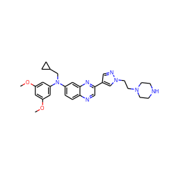 COc1cc(OC)cc(N(CC2CC2)c2ccc3ncc(-c4cnn(CCN5CCNCC5)c4)nc3c2)c1 ZINC000204147442