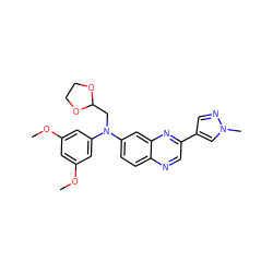 COc1cc(OC)cc(N(CC2OCCO2)c2ccc3ncc(-c4cnn(C)c4)nc3c2)c1 ZINC000204168704