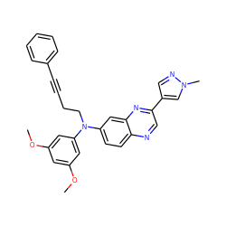 COc1cc(OC)cc(N(CCC#Cc2ccccc2)c2ccc3ncc(-c4cnn(C)c4)nc3c2)c1 ZINC000204146239