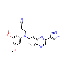 COc1cc(OC)cc(N(CCC#N)c2ccc3ncc(-c4cnn(C)c4)nc3c2)c1 ZINC000204168522
