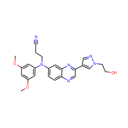 COc1cc(OC)cc(N(CCC#N)c2ccc3ncc(-c4cnn(CCO)c4)nc3c2)c1 ZINC000204152923