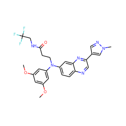 COc1cc(OC)cc(N(CCC(=O)NCC(F)(F)F)c2ccc3ncc(-c4cnn(C)c4)nc3c2)c1 ZINC000204148376