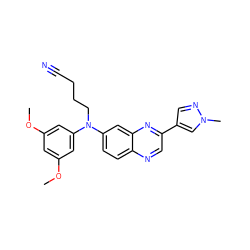 COc1cc(OC)cc(N(CCCC#N)c2ccc3ncc(-c4cnn(C)c4)nc3c2)c1 ZINC000199823077