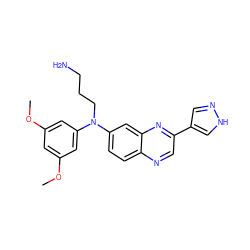 COc1cc(OC)cc(N(CCCN)c2ccc3ncc(-c4cn[nH]c4)nc3c2)c1 ZINC000204149731